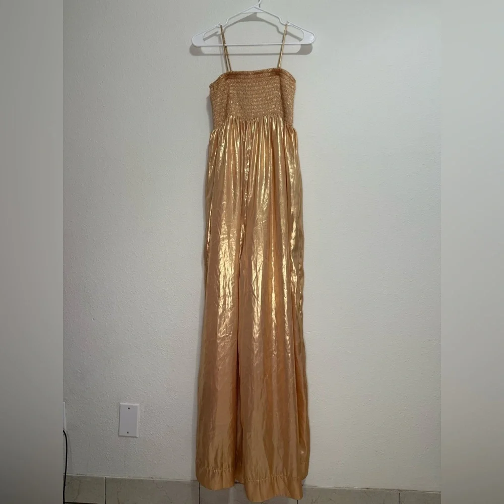 Free People Shiny Gold Jumpsuit
